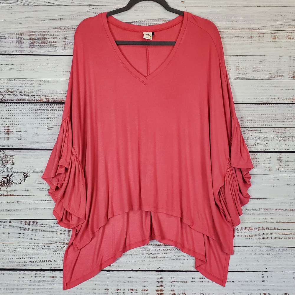Akemi + Kin Pink Flutter Cape Poncho Top XS/S Whimsy Fairy Asymmetric Tunic Vaca - Picture 2 of 10